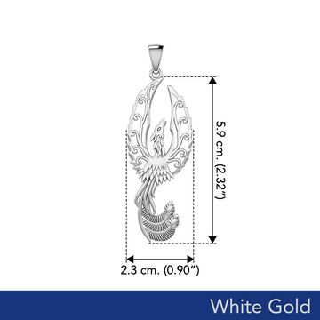 Mythical Phoenix Solid White Gold Pendant WPD5723 - Jewelry